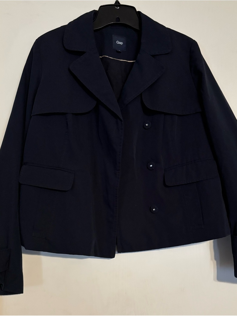 GAP Navy Double-Breasted Cropped Blazer